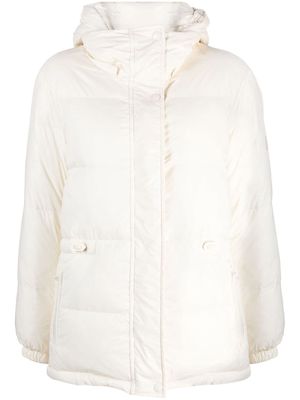 Yves Salomon logo-patch hooded padded jacket - White