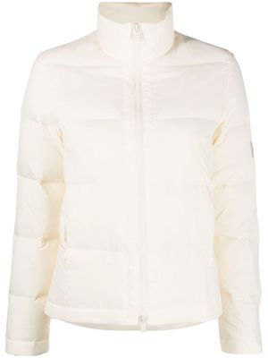Yves Salomon logo-patch padded down jacket - White