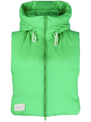Yves Salomon logo-patch padded waistcoat - Green