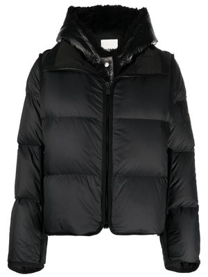 Yves Salomon logo-patch puffer coat - Black