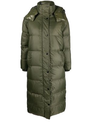 Yves Salomon logo-patched padded coat - Green