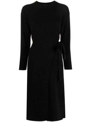 Yves Salomon long-sleeve self-tie midi dress - Black