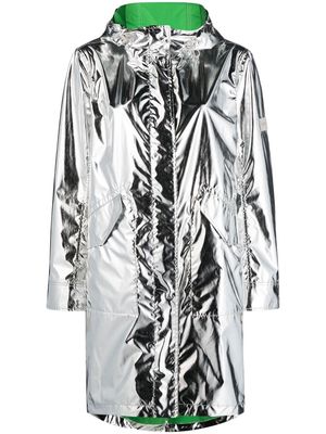 Yves Salomon metallic-effect single-breasted coat - Silver