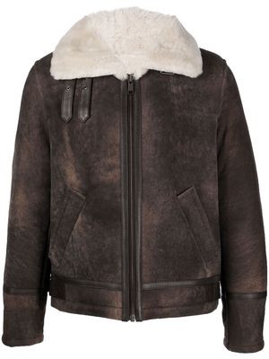 Yves Salomon military-style shearling jacket - Brown