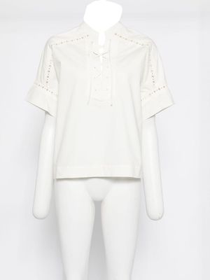 Yves Salomon openwork short-sleeve shirt - White