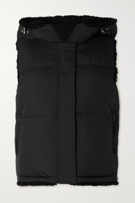 Yves Salomon - Reversible Hooded Shearling-lined Quilted Shell Down Vest - Black