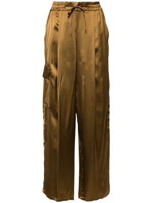 Yves Salomon satin cargo pants - Brown