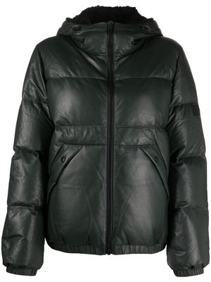 Yves Salomon shearling-trim leather down jacket - Green