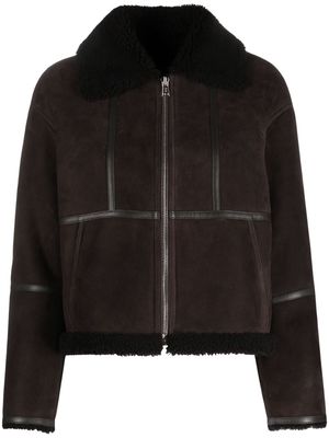 Yves Salomon shearling-trim suede jacket - Brown
