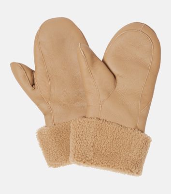 Yves Salomon Shearling-trimmed leather mittens