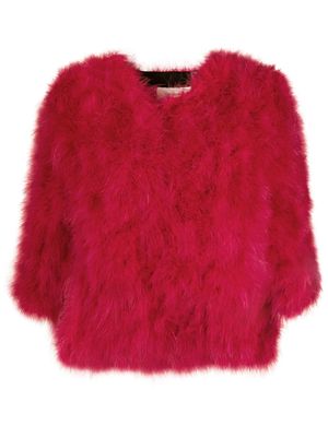 YVES SALOMON single-breasted feather jacket - Pink