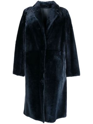 Yves Salomon single-breasted leather coat - Blue