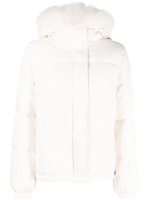 Yves Salomon skiwear hooded down jacket - White