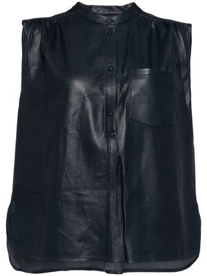 Yves Salomon sleeveless leather blouse - Blue