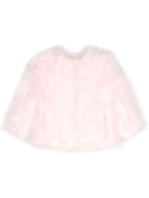Yves Salomon straight-hem feather jacket - Pink