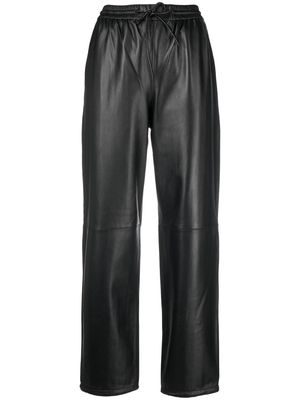 Yves Salomon straight-leg lambskin trousers - Black