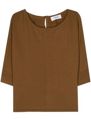 Yves Salomon tie-fastening wool knitted top - Brown