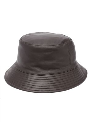 Yves Salomon tonal-stitching leather bucket hat - Brown