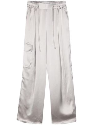 Yves Salomon wide-leg satin trousers - Grey