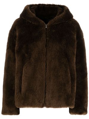 Yves Salomon woven wool hooded jacket - Brown