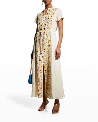 Yvonne Floral Embroidered Maxi Slit Dress