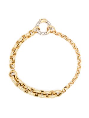 Yvonne Léon 18kt yellow gold Jaseron diamond chain bracelet