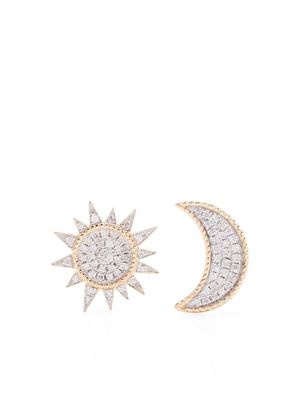 Yvonne Léon 18kt yellow gold Soleil & Lune diamond stud earrings