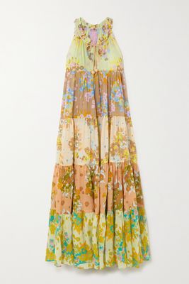 Yvonne S - Hippy Tiered Floral-print Cotton-voile Maxi Dress - Yellow
