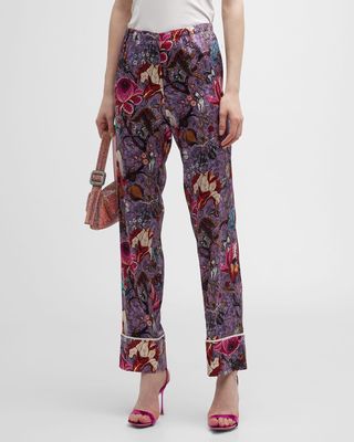 Zac Floral-Print Silk Wide-Leg Pajama Pants
