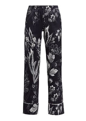 Zac Floral Silk-Blend Straight Pants