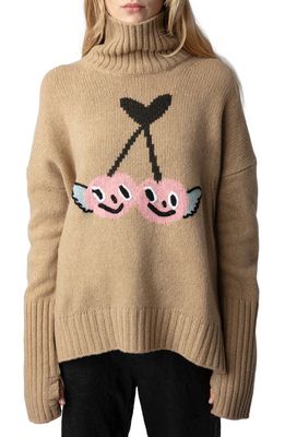 Zadig & Voltaire Alma Merino Wool Graphic Sweater in Nut