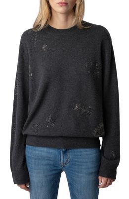 Zadig & Voltaire Bead Detail Cashmere Sweater in Kaki Slate