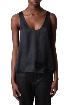 Zadig & Voltaire Carys Satin Tank in Noir 