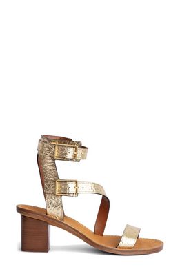 Zadig & Voltaire Cecelia Caprese Block Heel Asymmetric Sandal in Gold