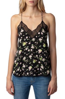 Zadig & Voltaire Christy Rose Print Camisole in Noir