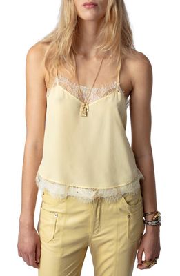 Zadig & Voltaire Claudy Eyelash Lace & Silk Crêpe de Chine Camisole in Shea