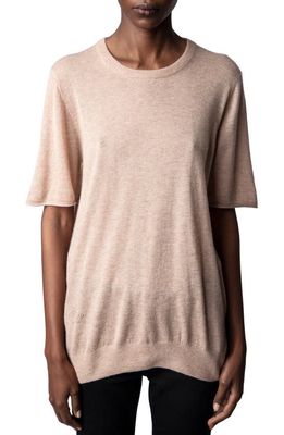 Zadig & Voltaire Ida Elbow Sleeve Cashmere Sweater in Blush