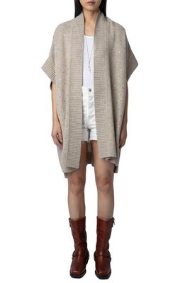 Zadig & Voltaire Indiany Studded Cashmere Cardigan in Light Beige