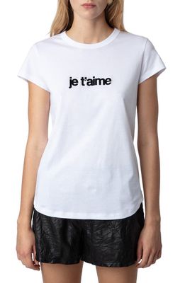 Zadig & Voltaire Je T'Aime Organic Cotton Graphic T-Shirt in Blanc