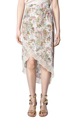 Zadig & Voltaire Jeudie Yoko Floral Lace Trim Skirt in Deep Parme