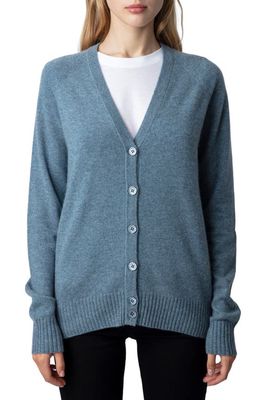 Zadig & Voltaire Jim Patch Cashmere Cardigan in Denim