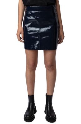 Zadig & Voltaire Jinette Leather Miniskirt in Marine