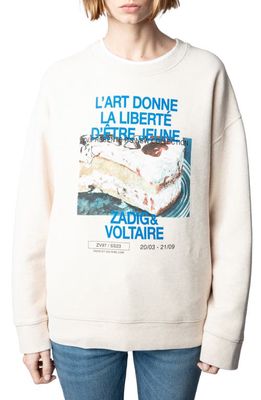 Zadig & Voltaire Judy Cake Photoprint Cotton Blend Graphic Sweatshirt in Beige Chine