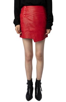 Zadig & Voltaire Junko Leather Aymmetric Miniskirt in Japon