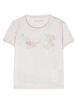 Zadig & Voltaire Kids Alister floral-print T-shirt - Grey