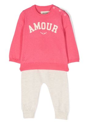 Zadig & Voltaire Kids Artist Wanted wool trousers set - Pink