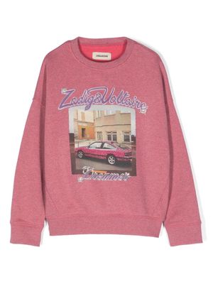 Zadig & Voltaire Kids bead-embellished graphic-print jumper - Pink
