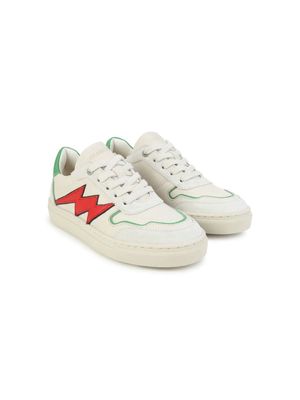 Zadig & Voltaire Kids Board thunderbolt-patch leather sneakers - Neutrals