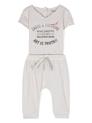 Zadig & Voltaire Kids Dobby trousers set - Grey