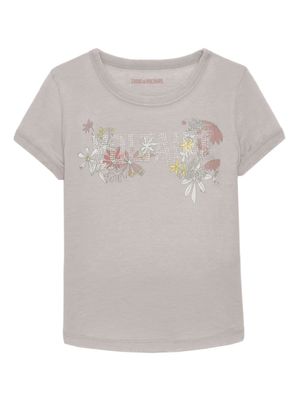 Zadig & Voltaire Kids floral-logo print T-shirt - Grey